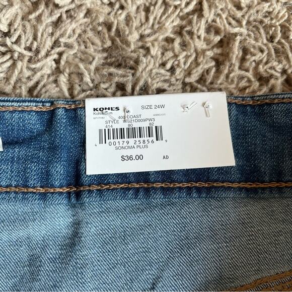 NWT! Sonoma Medium Wash Distressed High Rise Shorts Size 24W - Picture 6 of 7